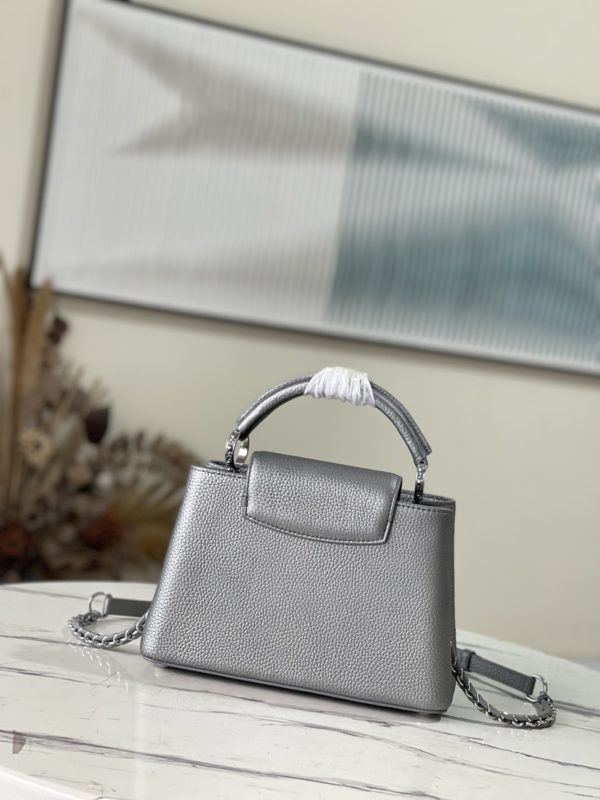 Louis Vuitton Capucines BB Small Handbag - Silver Gray - Image 4