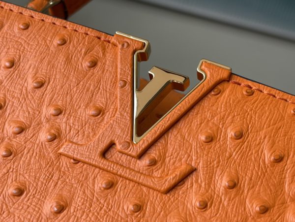 Louis Vuitton Small Capucines Ostrich Leather Handbag - Orange - Image 3