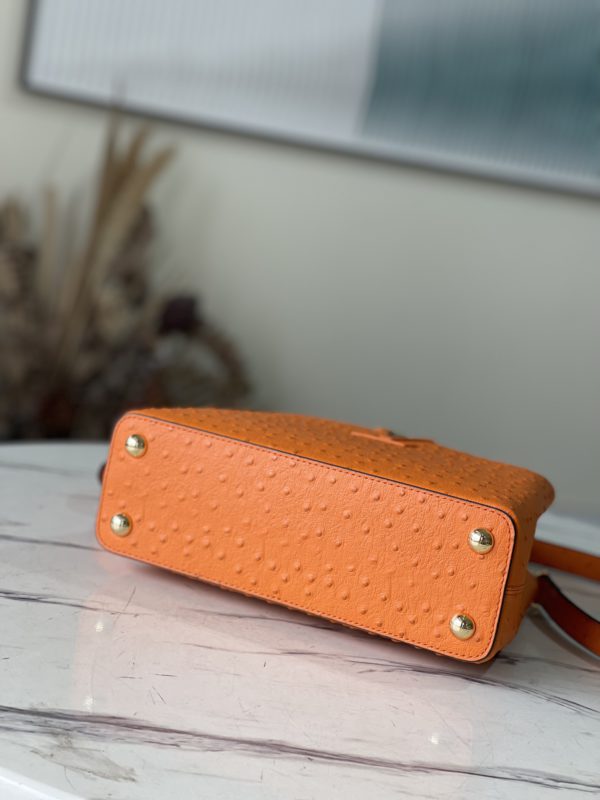 Louis Vuitton Small Capucines Ostrich Leather Handbag - Orange - Image 4