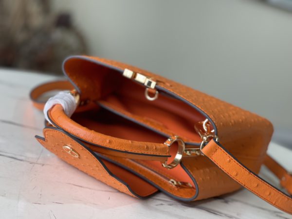 Louis Vuitton Small Capucines Ostrich Leather Handbag - Orange - Image 5