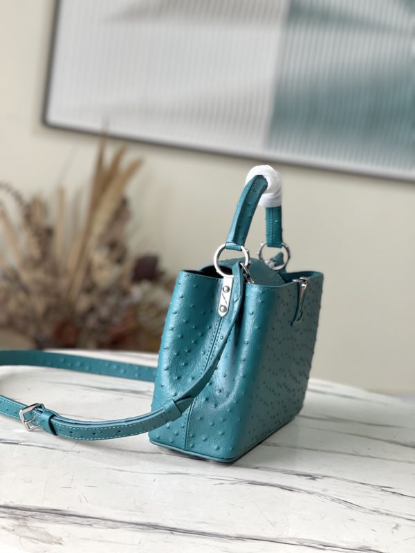 Louis Vuitton Small Capucines Ostrich Leather Handbag - Blue - Image 3
