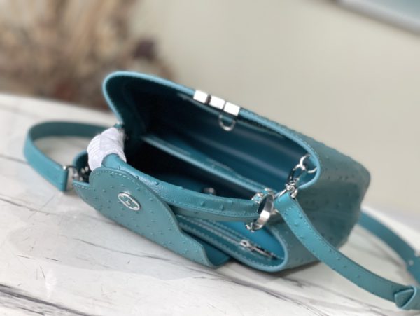 Louis Vuitton Small Capucines Ostrich Leather Handbag - Blue - Image 4