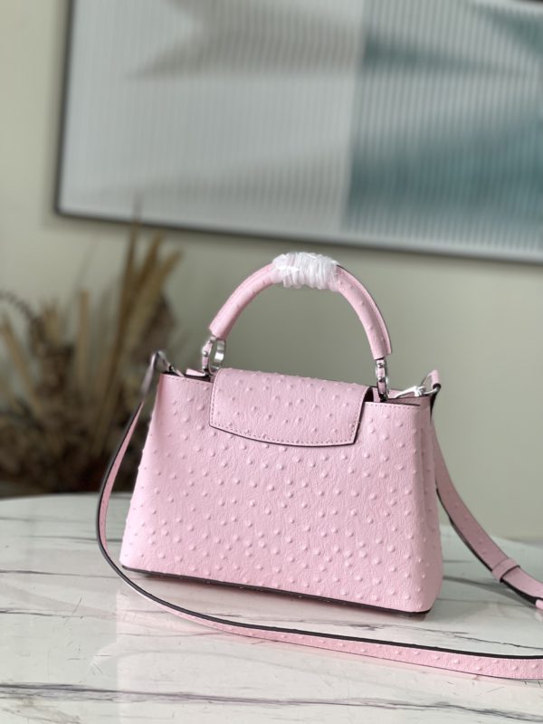 Louis Vuitton Small Capucines Ostrich Leather Handbag - Pink - Image 3