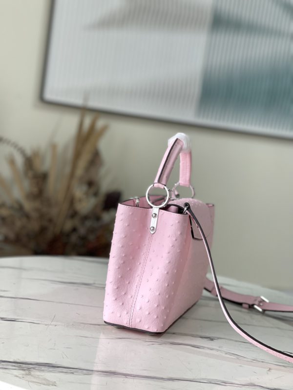 Louis Vuitton Small Capucines Ostrich Leather Handbag - Pink - Image 4