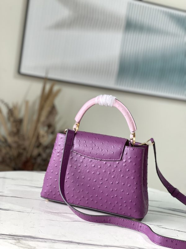 Louis Vuitton Small Capucines Ostrich Leather Handbag - Purple - Image 3