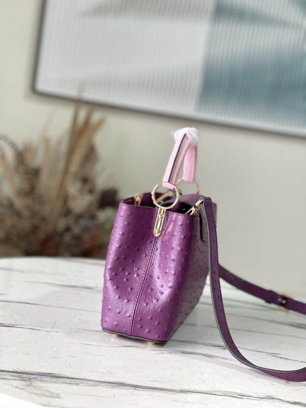 Louis Vuitton Small Capucines Ostrich Leather Handbag - Purple - Image 5