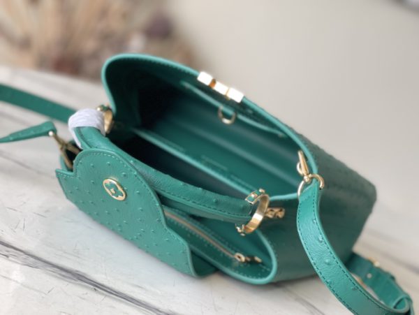 Louis Vuitton Small Capucines Ostrich Leather Hand Bag - Green - Image 4