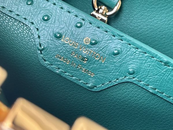 Louis Vuitton Small Capucines Ostrich Leather Hand Bag - Green - Image 5