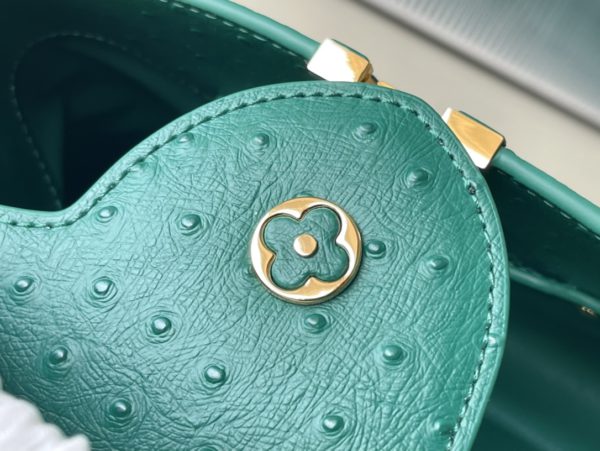 Louis Vuitton Small Capucines Ostrich Leather Hand Bag - Green - Image 6