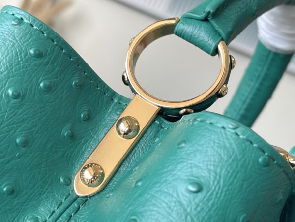 Louis Vuitton Small Capucines Ostrich Leather Hand Bag - Green - Image 7
