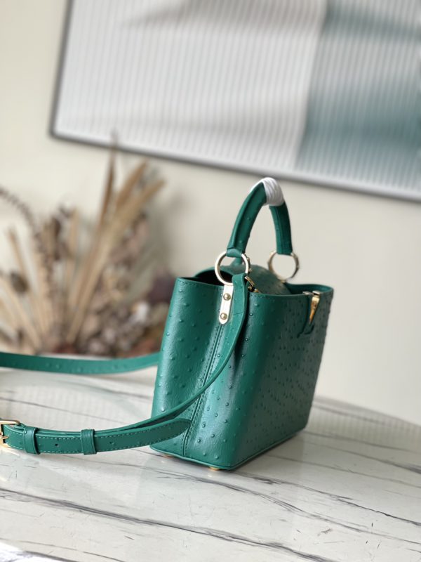 Louis Vuitton Small Capucines Ostrich Leather Hand Bag - Green - Image 8