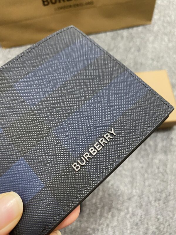 Burberry Exaggerated Check Slim Bifold Wallet - Blue - Image 4