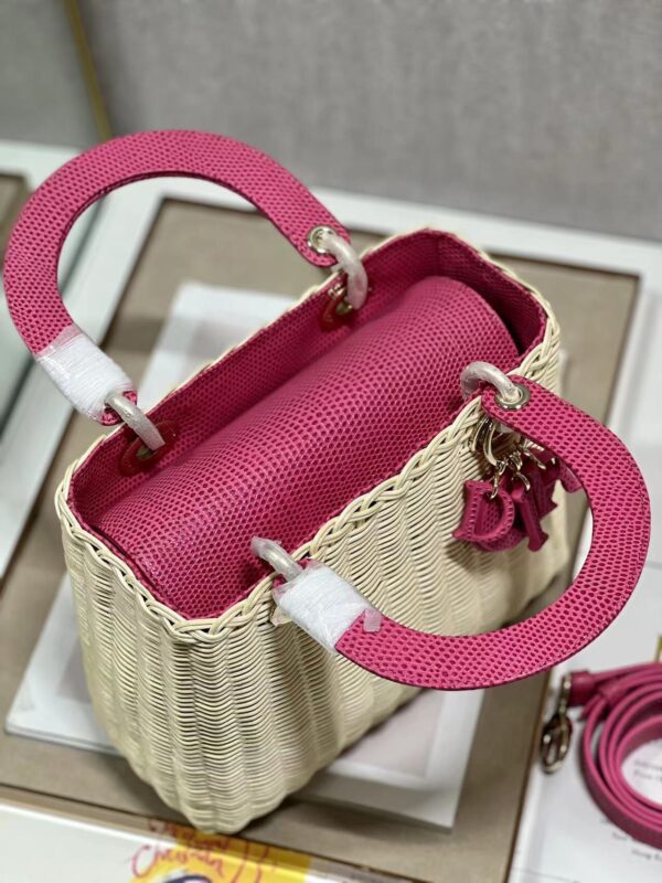 Dior Five-Compartment Basket Bag - Rose Red Snakeskin - Image 3