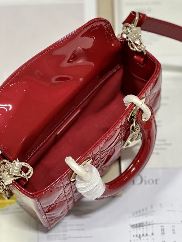 Dior Medium Horizontal Diana Bag - Red Gold Buckle - Image 3