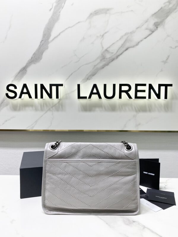 YSL Saint Laurent's Niki's Medium Handbag - Silver Gray - Image 5