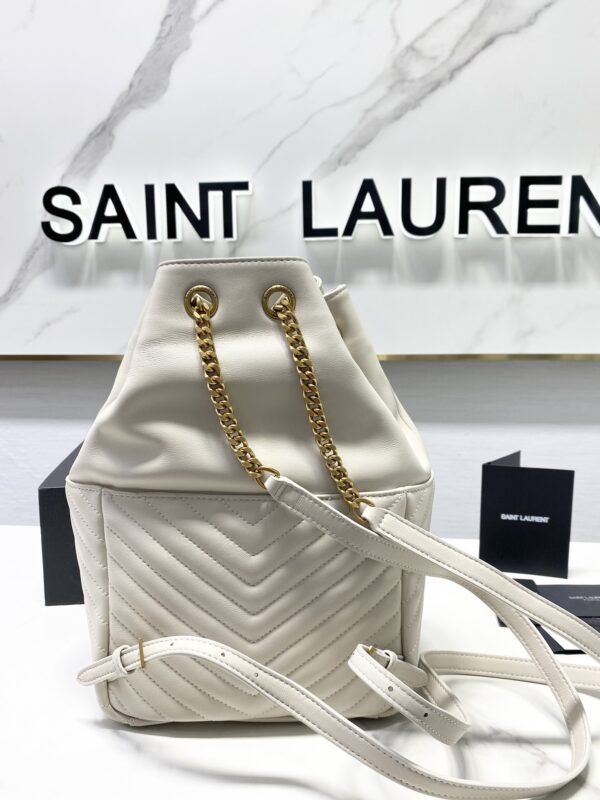 YSL Lambskin Backpack -  White - Image 5