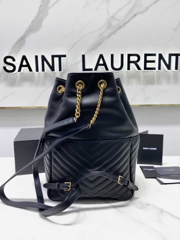 YSL Lambskin Backpack - Black - Image 3