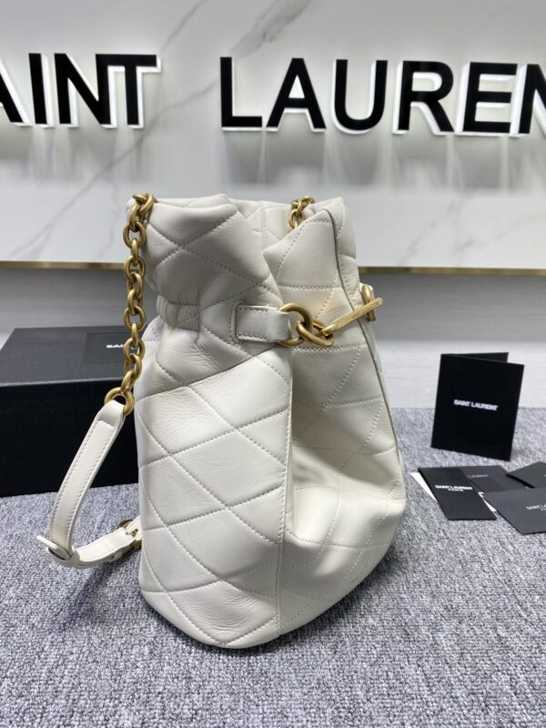 YSL LE MAILLON Buckle Bucket Bag - White - Image 4