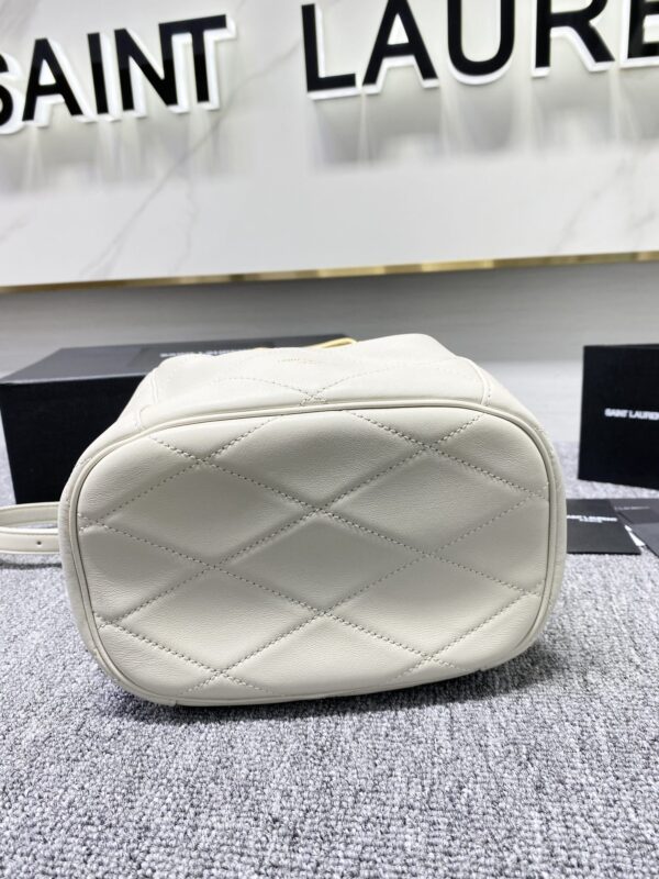 YSL LE MAILLON Buckle Bucket Bag - White - Image 3
