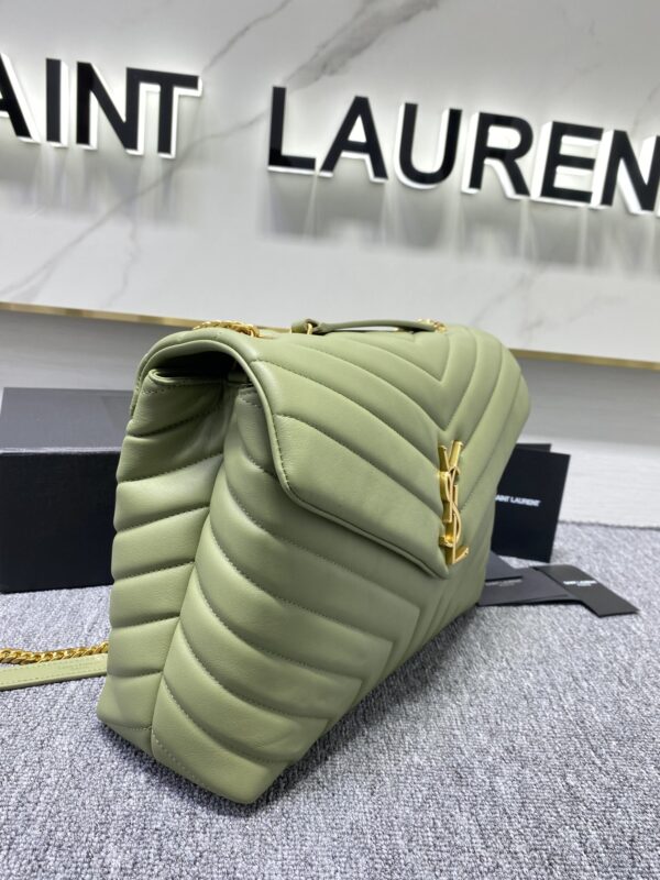 YSL LouLou Y-Shaped Satchel Large Handbag - Light Green - Image 4