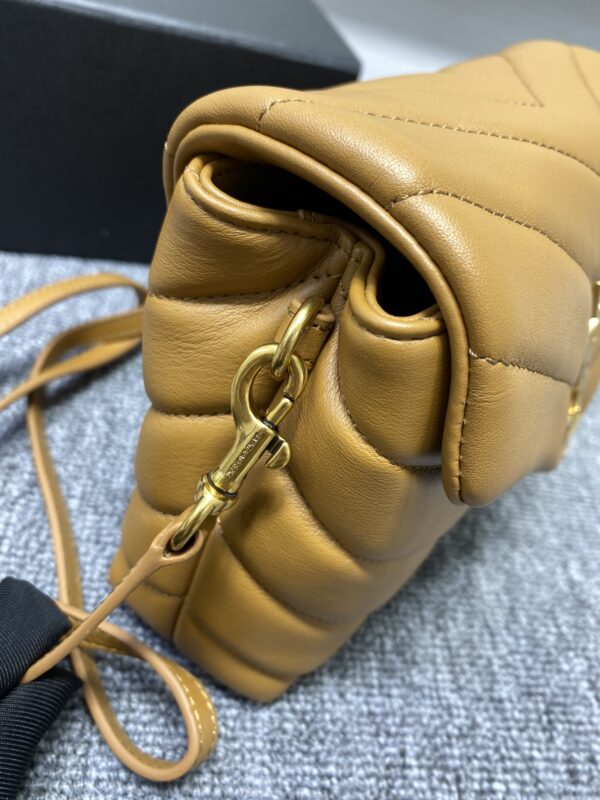 YSL LouLou Y-Shaped Satchel Small Handbag - Orange - Image 2