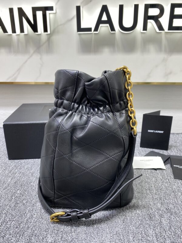 YSL LE MAILLON Buckle Bucket Bag - Black - Image 4