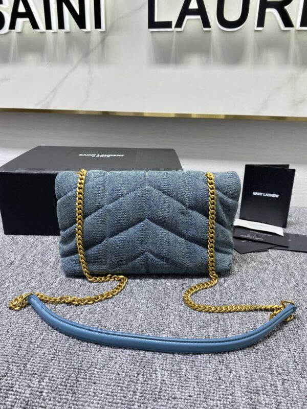 YSL Loulou Puffer Denim Small Handbag - Blue - Image 5