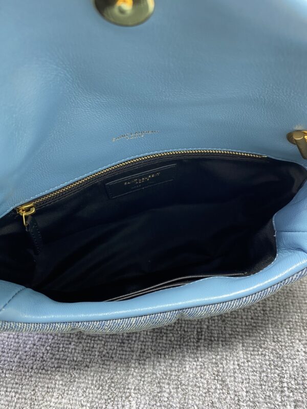 YSL Loulou Puffer Denim Small Handbag - Blue - Image 2