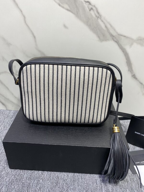 YSL Linen Stripe Camera Handbag - Image 4