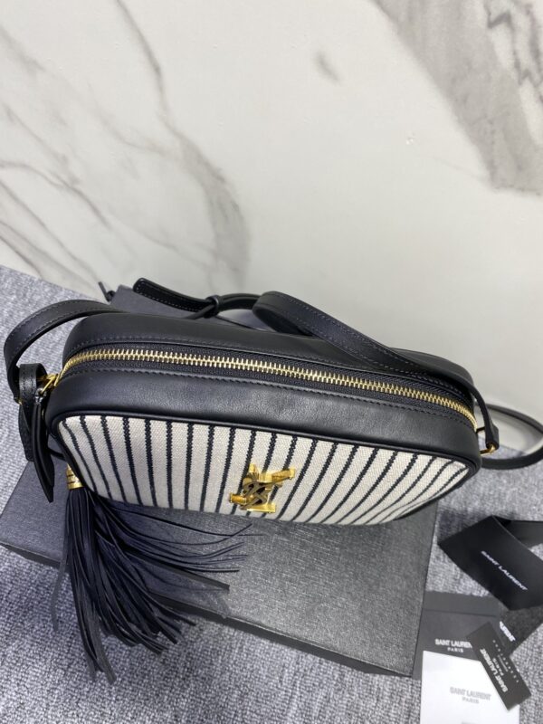 YSL Linen Stripe Camera Handbag - Image 3
