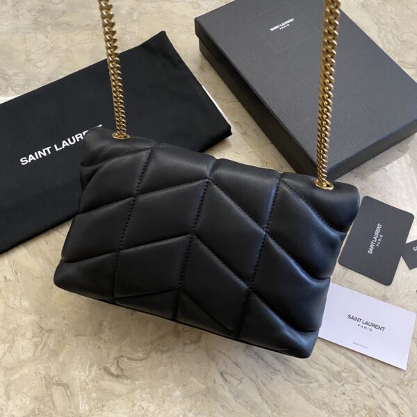 YSL Loulou Puffer Mini Bag – Black (Golden) - Image 5
