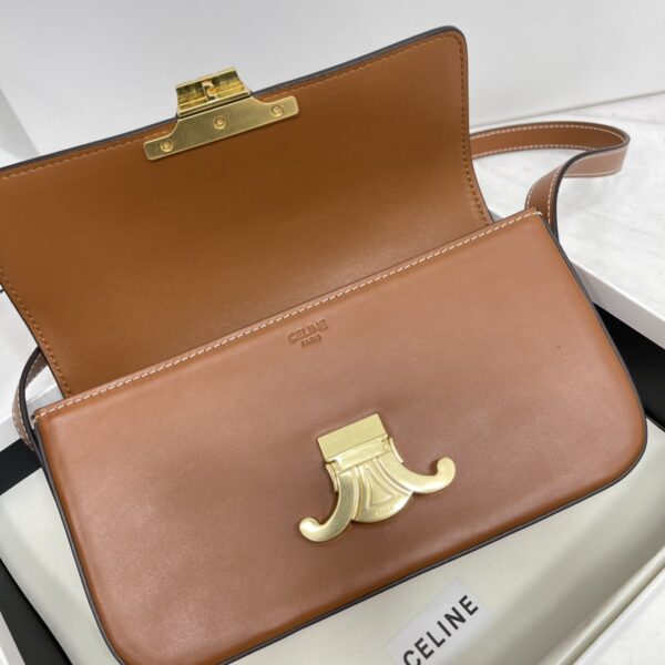 Celine Triomphe Shiny Cow Leather Shoulder Bag - Brown - Image 3