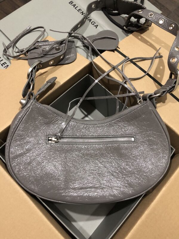 Balenciaga Le Cagole Half-Moon Small Armpit Dumpling Bag - Gray - Image 3