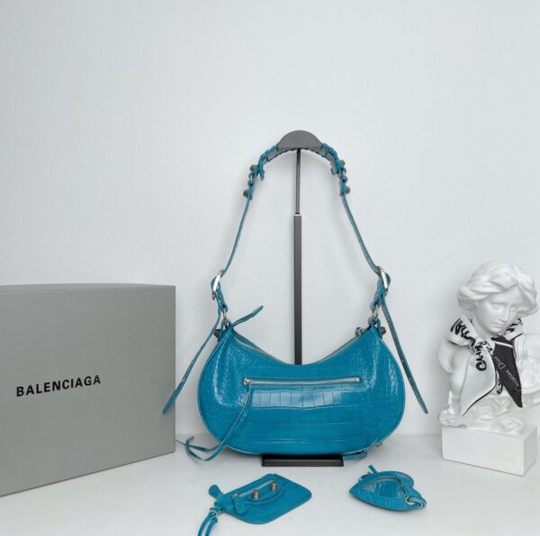 Balenciaga Le Cagole Half-Moon Large Armpit Dumpling Bag - Blue - Image 5