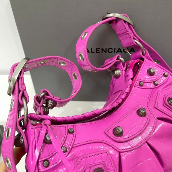 Balenciaga Le Cagole Half-Moon Small Armpit Dumpling Bag - Rose Red - Image 2