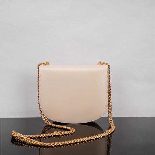 Celine Teen Besace Triomphe Glossy Cow Leather Chain Handbag - Off White - Image 4