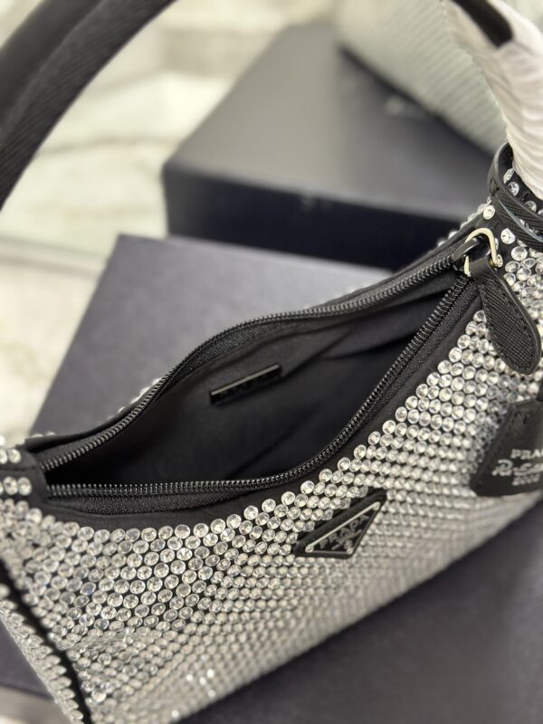 Prada Hobo Diamond Armpit Bag - Black/White - Image 2