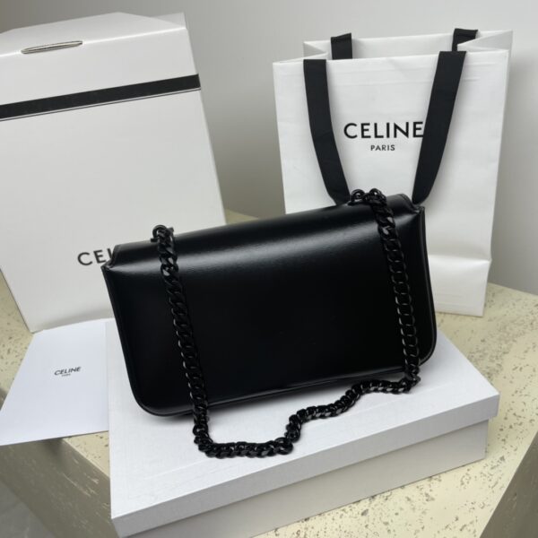 Celine Chain Underarm Triomphe Canvas Bag - Black - Image 5