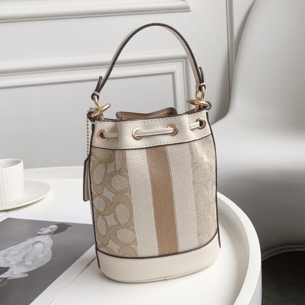 Coach Mini Macaron Color Bucket Bag - White - Image 4