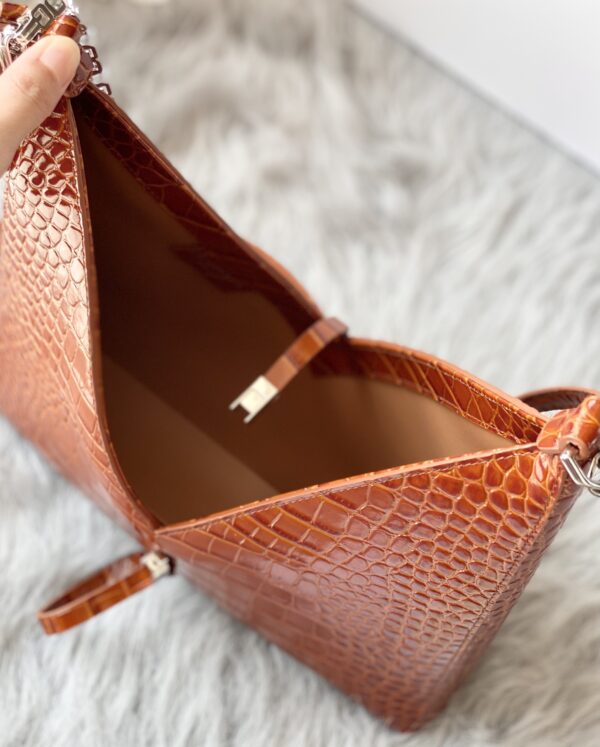 Givenchy V-shaped Cut Out Crocodile Pattern Small Handbag - Brown - Image 2