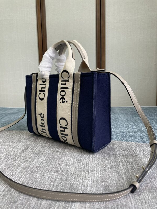 Chloe Woody Small Tote Bag - Blue - Image 5