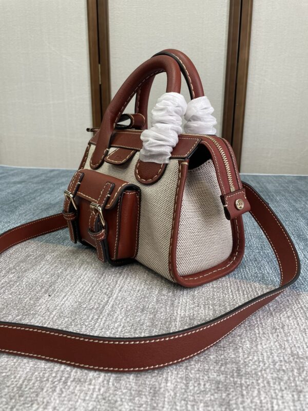 Chloe Edith Cotton Canvas/buffalo Leather Mini Handbag - Brown - Image 5