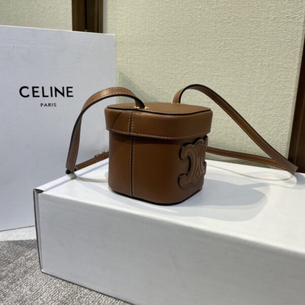 Celine Boxtriomphe Three-dimensional Small Bucket Bag - Brown - Image 5