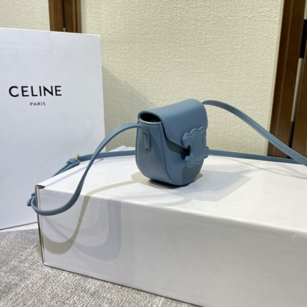 Celine Cuir Besace Mini Saddle Bag - Blue - Image 5