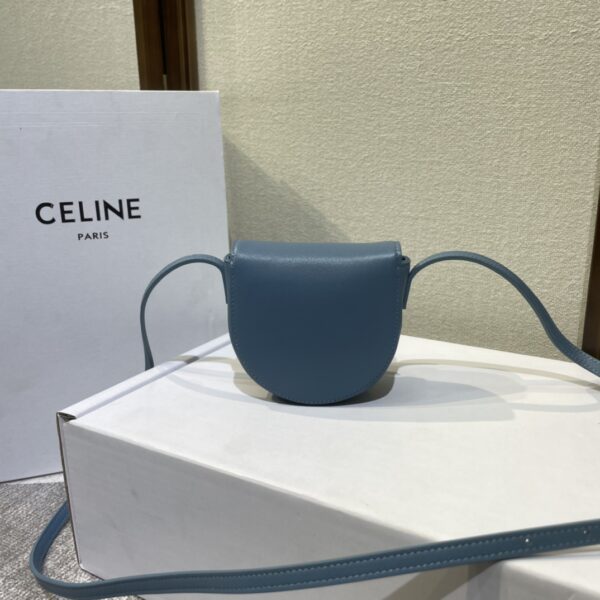 Celine Cuir Besace Mini Saddle Bag - Blue - Image 4