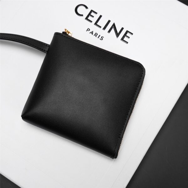 Celine Triomphe Logo Embossed Calfskin Cube Handbag - Black - Image 2