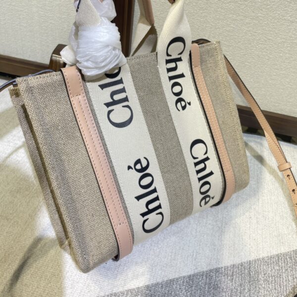 Chloe Woody Small Shoulder Strap Tote Bag - Cream - Image 3