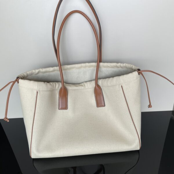 Celine Cabas Triomphe Tote Drawstring Bag - White - Image 3