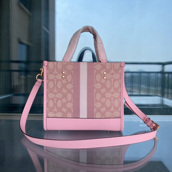 Coach Striped Print Tote Bag - Pink - Image 5