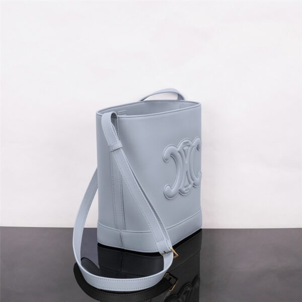 Celine Cuir Triomphe Small Smooth Cow Leather Bucket Bag - Blue - Image 5